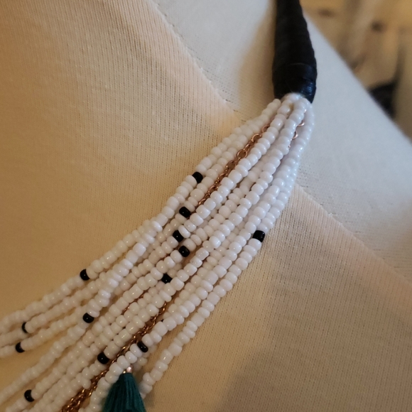 Fossil Seed Bead Multi Strand Necklace, 16" - Picture 4 of 4